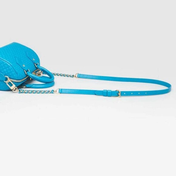 Louis Vuitton Blue NanoGram Monogram Embossed Leather Speedy Bandouliere 20 Bag - Picture 6 of 11